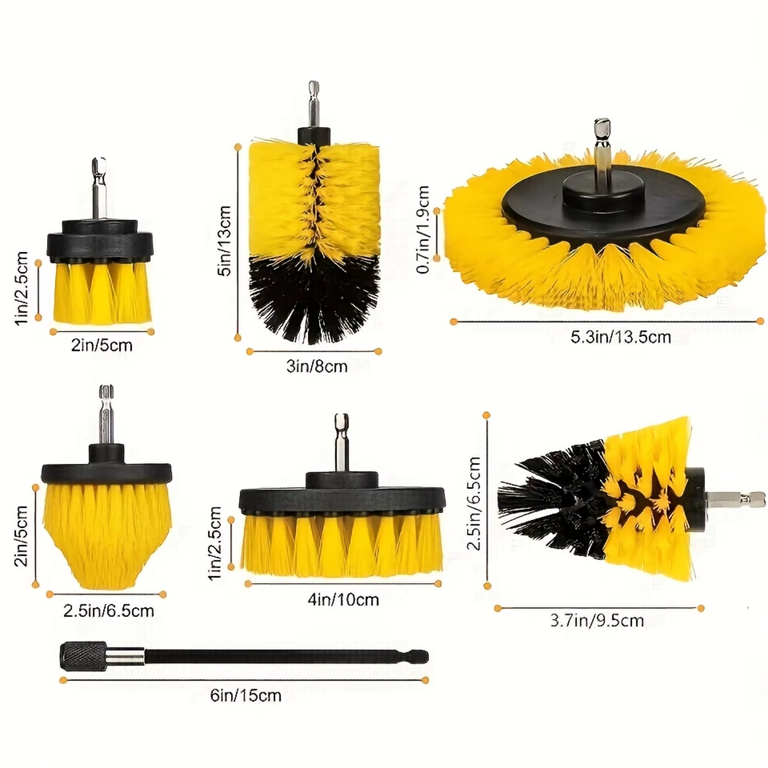 7Pcs Drill Brush Attachment Set, Power Scrubber Wash Cleaning Brushes Tool Kit, All Purpose Drill Brush with Extension for Grout