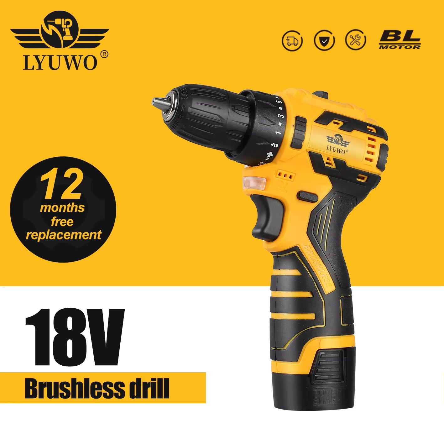 16.8V Brushless Electric Drill 35NM Cordless Drill Mini Electric Screwdriver Lithium Ion Battery Home Electric Drill