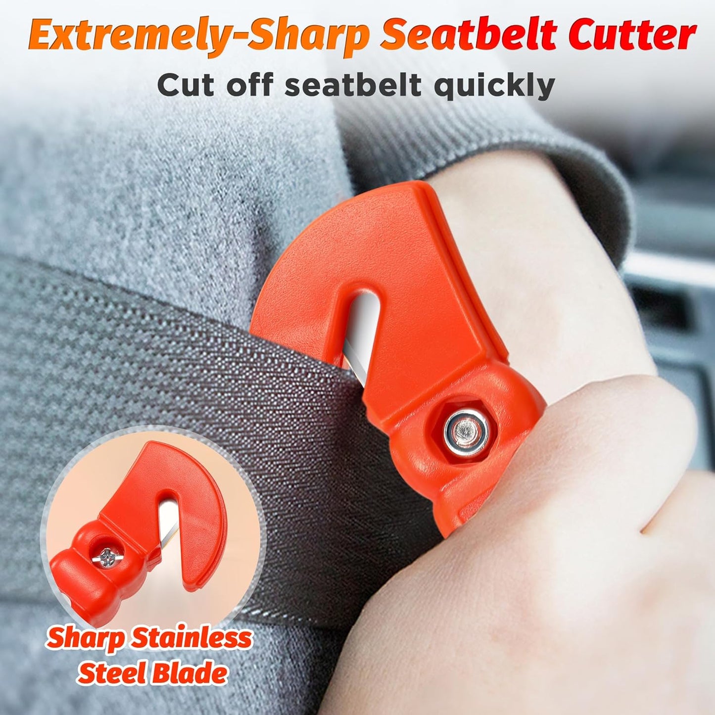 2 Pack Car Window Breaker Seatbelt Cutter, Heavy Carbon Steel Glass Breaker Car Safety Hammer Emergency Escape Tool, Auto Rescue Life Saving Survival Kit for Car, Office, Home